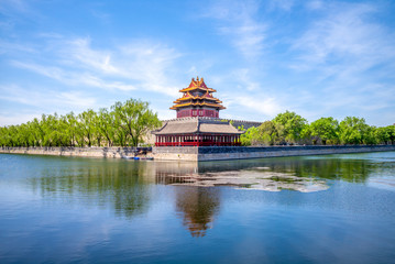 Fototapeta premium corner tower at the forbidden city, beijing, china