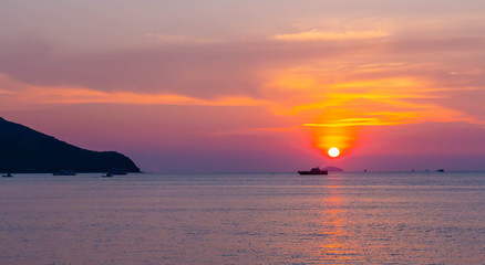 Colorful sunset over sea Pataya beach Thailand 