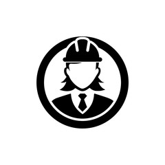 Construction worker icon, female service person profile avatar