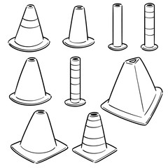 vector set of traffic cone