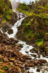 Obraz premium Waterfall Laatefossen in Hardanger Norway