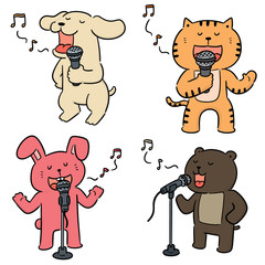 vector set of animal singing
