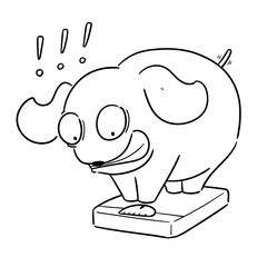 vector of dog on weighing machine