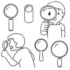 vector set of magnifying glass