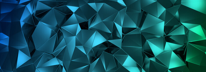 3d ILLUSTRATION, of abstract crystal background, triangular texture, wide panoramic for wallpaper