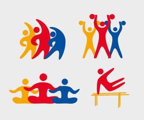 Healthy lifestyle in the form of icons. Vector graphics