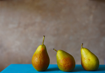 green pears with red barrels