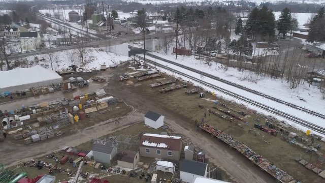 Aerial View of Getting Ready for an Amish Winter Mud Sale