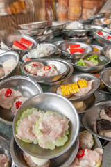 A various of Dim Sum streamer dumplings.