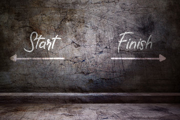 start and finish on concreted wall