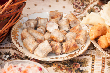 sliced pork sausage on plate
