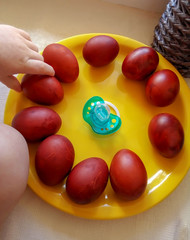 hand with easter eggs