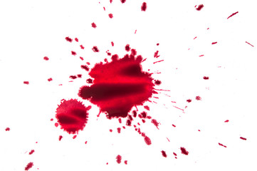 splattered red paint isolated on white background