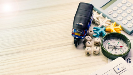 tuktuk on white  office  table for travel content.