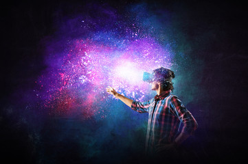 Virtual reality experience. Technologies of the future. Mixed media