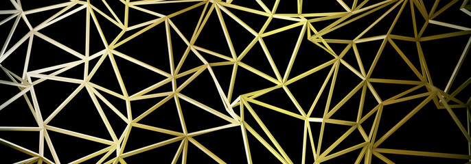 3d ILLUSTRATION WIRE DESIGN, of abstract crystal background, triangular texture, wide panoramic for wallpaper