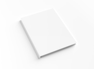 Blank hardcover book mockup on white 3D rendering