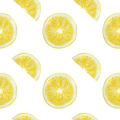 Lemons Watercolor Fruits Citrus Pattern Digital paper seamless illustration set of summer botanical decorations greeting card design