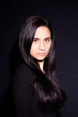 Naklejka premium Retrato sobre fondo negro
