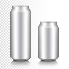 Realistic aluminum can set, isolated on transparent background.