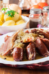 Choucroute garnie. Alsatian sauerkraut
