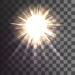 sun rays on a transparent background. Vector
