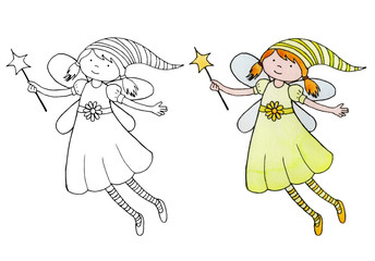 Fairy tale fairy. Character. Coloring-picture