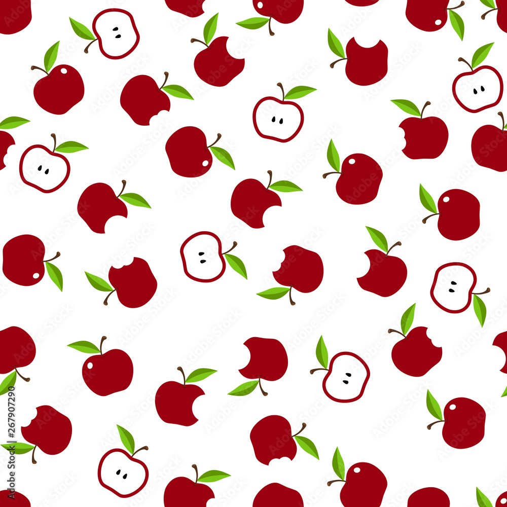 Poster fresh apple background. seamless vector pattern with apple. vector seamless pattern - vector