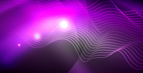 Fototapeta na wymiar Glossy shiny glowing neon waves