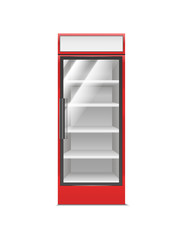 Realistic Detailed 3d Red Supermarket Freezer. Vector