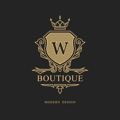 Monogram design elements, graceful template. Calligraphic elegant line art logo design. Letter emblem W sign for Royalty, business card, Boutique, Hotel, Restaurant, wine. Frame. Vector illustration