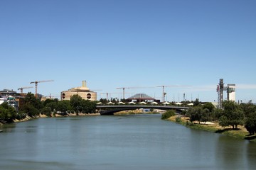 Naklejka premium River Guadalquivir passing through the city of Seville