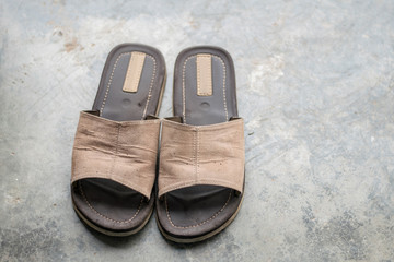 pair of shoes on wooden background