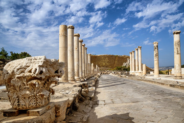 Remains of an Ancient City of Beit She'an. Beit She'an National Park in Israel - obrazy, fototapety, plakaty