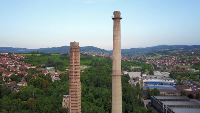 Old Factory Chimneys Old Factory Chimneys, Zastava Energetika, Kragujevac, Serbia  24fps 70Mbps