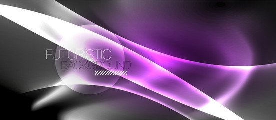 Glossy glowing neon light wave background
