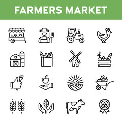 Vector Farmers Market Icon Set