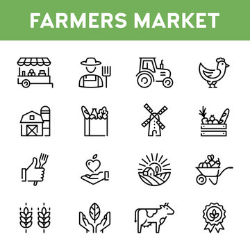 Vector Farmers Market Icon Set