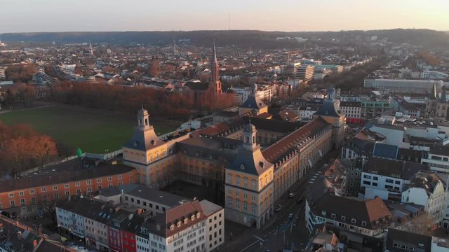 Aerial View of University of Bonn, Bonn Uni at sunset from above.