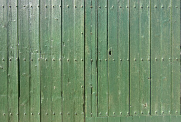 Fototapeta premium Old green painted rustic wooden wall