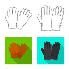 Fototapeta premium Vector illustration of glove and winter sign. Collection of glove and equipment stock vector illustration.