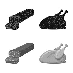 Vector illustration of meat and ham icon. Collection of meat and cooking stock vector illustration.