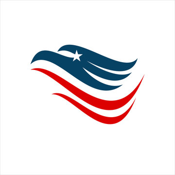 Modern Patriotic American Eagle Head And Star Logo