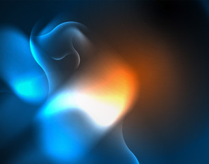 Neon glowing wave lines, blue hi-tech futuristic abstract background template