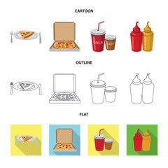 Vector design of pizza and food icon. Set of pizza and italy stock symbol for web.