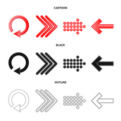 Isolated object of element and arrow logo. Set of element and direction stock symbol for web.