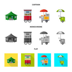 Vector illustration of market and exterior sign. Collection of market and food stock vector illustration.