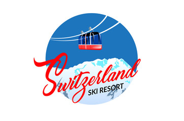 Ski and snowboard resort lettering poster design.