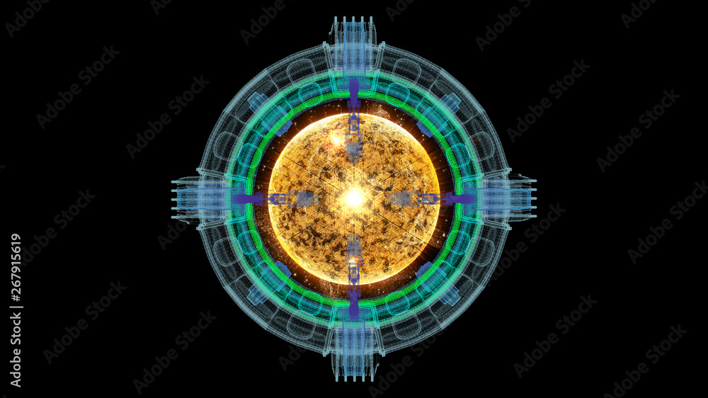 Poster futuristic graphic user interface head up display screen with digital holographic nuclear fusion ene
