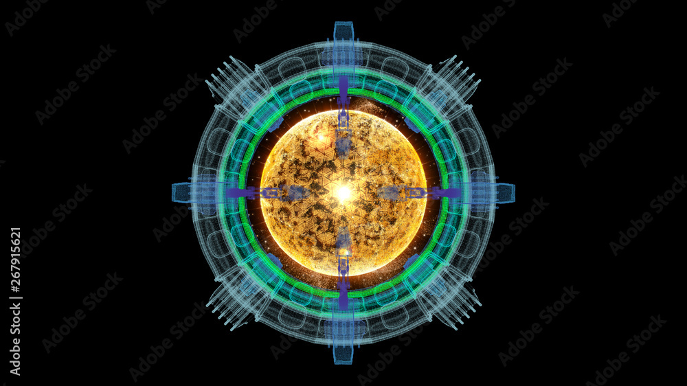 Poster futuristic graphic user interface head up display screen with digital holographic nuclear fusion ene